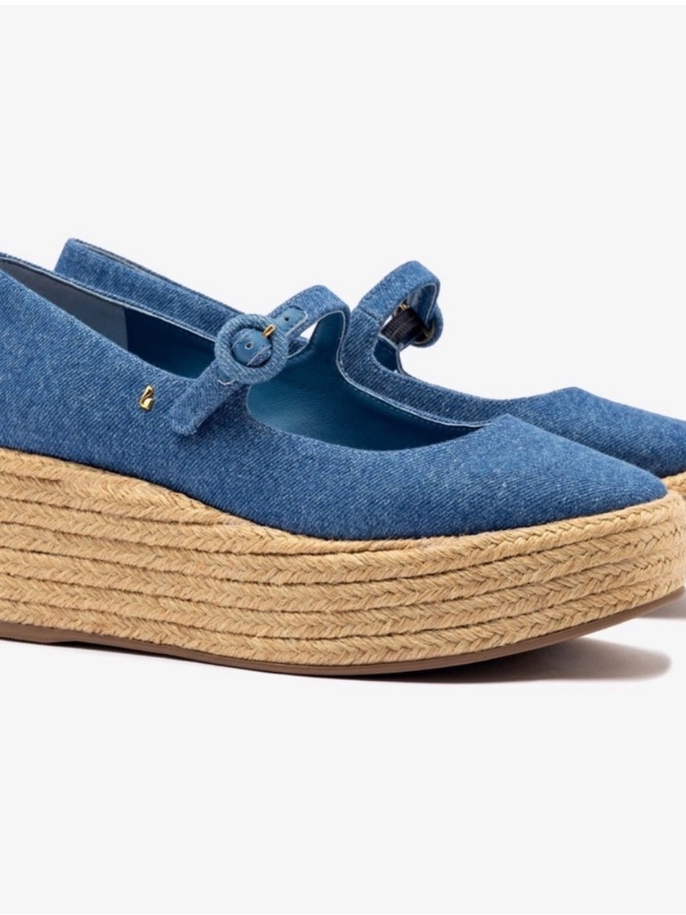 LARROUDÉ Blair Flatform -
Blue Stoned Denim 8.5